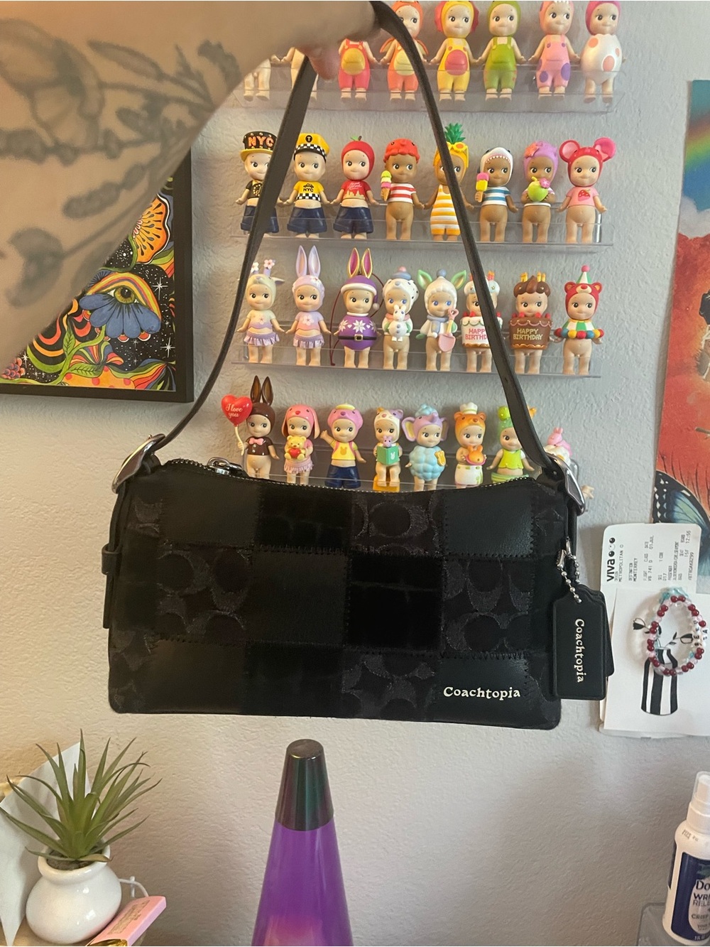 Coachtopia Black Patchwork Shoulder Bag